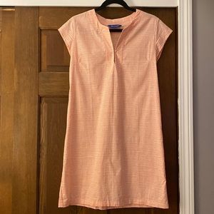 Three Islands Julie Shift Dress Tunic 100% Cotton Coral Striped Small
